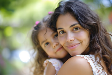 Fototapeta premium Madre y su hija abrazados de felicidad 