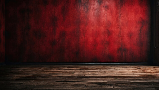Grunge Wall with Red and Black Color for Wallpaper Pattern and Texture Background, using Generative aii