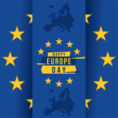 Colored europe day template with text Vector