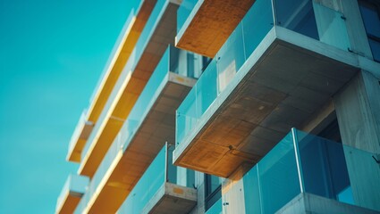 Close up of a buildings under construction and blue sky
