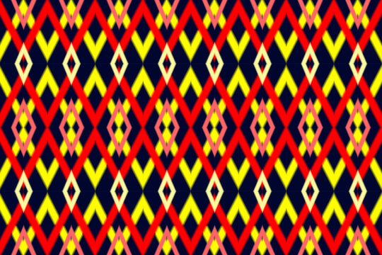 Beautiful ikat art. Ethnic Seamless pattern in tribal, folk embroidery, and abstract art. Aztec geometric chevron ornament print. Design for carpet, wallpaper, clothing, wrapping, fabric.
