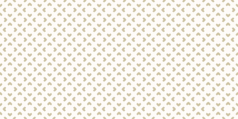 Vector golden floral seamless pattern. Elegant gold and white minimalist ornament in oriental style. Luxury geometric background with small flower shapes, petals, repeat tiles. Repeated geo texture