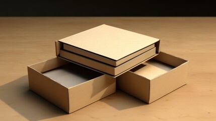 Stack of brown cardboard boxes., Packages of goods in delivery service warehouse. Blank background.