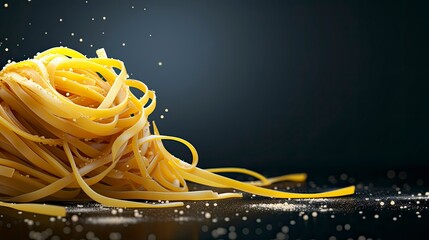 Delicious Italian spaghetti on a dark background - generative ai