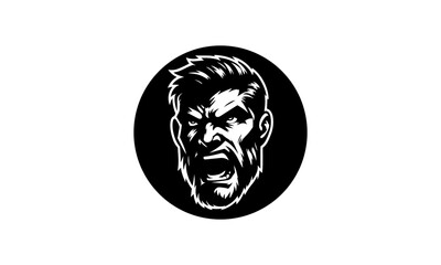 mascot logo of man with angry expressions,mascot logo for streamers,black and white mascot logo