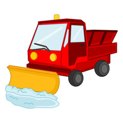 Red cartoon snowplow truck vector isolated