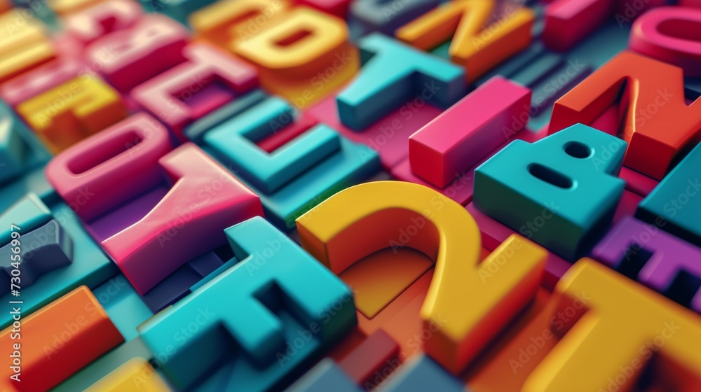 Fototapete a close up of a colorful array of letters and numbers, ai