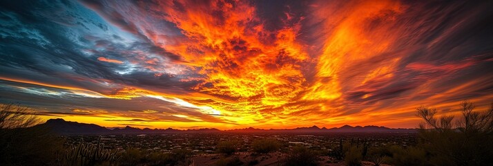 Fototapeta na wymiar Arizona desert sunset panoramic