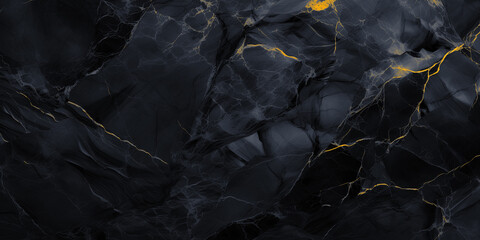 Wide surface of black marble abstract stone texture with gold veins dark-gray tone. For wallpaper, banner, background design