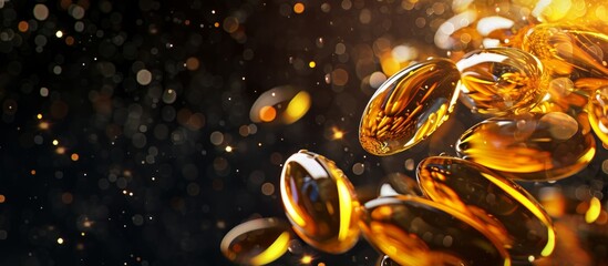 Vitamin therapy concept for hair problems on black background with space.