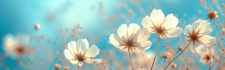 white flowers are with blue sky against them Generative AI