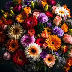 Fresh, lush bouquet of colorful flowers for present