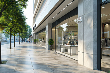 Commercial Building Fascia Logo And Signage Mockup The Exterior Wall Of A Contemporary Commercial Style Building With Aluminium Metal Composite Panels And Glass Windows For Logo And Sign Board Mockup 