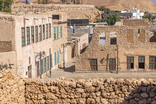 Old stone buildings in the port city of Duba.