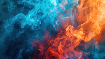 Obraz premium Red and blue fire abstract background. Generative AI.