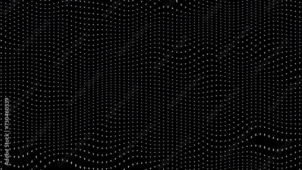 Poster Animated abstract technology black background random dots and grid 4K. Random dots