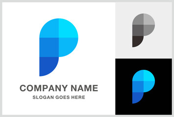 Monogram Letter P Geometric Square Circle Business Company Stock Vector Logo Design Template