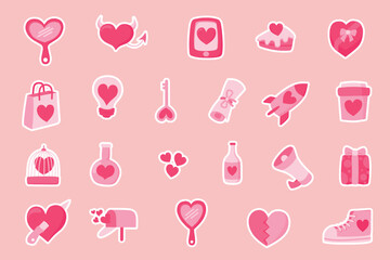 Valentine's Day Sticker Clip Art Icons: Romantic Designs for Love Season, Adorable Valentine's Day Sticker Icons, Heartfelt Valentine Symbol Icons