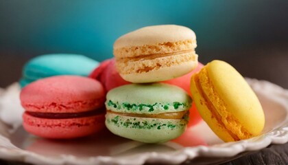 Obraz premium Macro shot of colorful macaroons