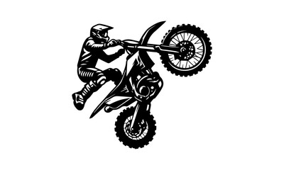 mascot logo of dirt bike stunt ,mascot logo fordirt bike riders ,black and white dirt bike mascot logo 03