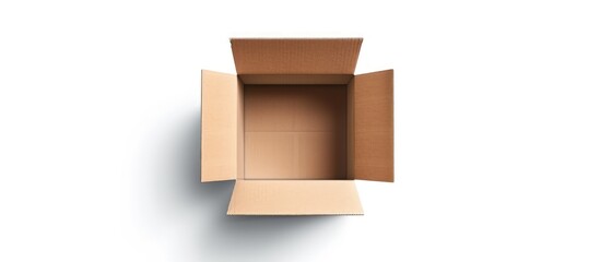 Empty brown closed cardboard box with shadow on white background.AI generated image