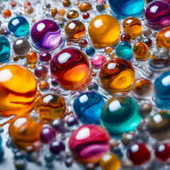 abstract background composed of colorful marbles resembling planets galaxies and the universe