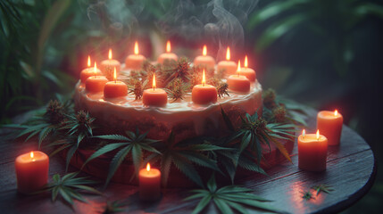 High Art: AI-Generated Images Celebrating the Beauty of Cannabis birthday cake 
