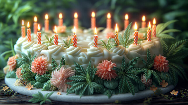 High Art: AI-Generated Images Celebrating the Beauty of Cannabis birthday cake 