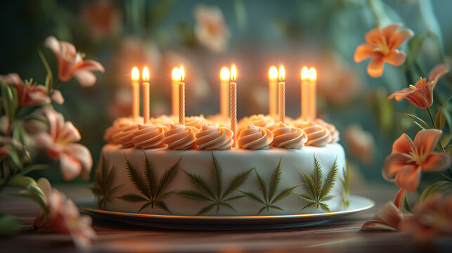 High Art: AI-Generated Images Celebrating the Beauty of Cannabis birthday cake 