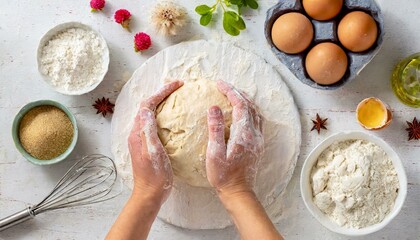 Fototapeta premium Hand kneading the dough (buyuk).jpg, 347- Hand kneading the dough 