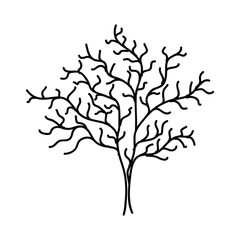 Hand Drawn Tree Outline, Tree Line Art Black and White Sketch Drawing, A hand drawn black and white sketch of a tree outline, showcasing simple yet elegant details of its branches and leaves.