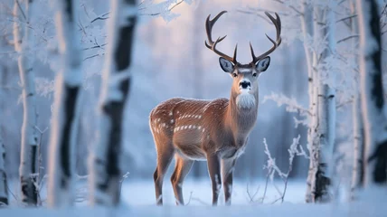 Fotobehang deer in the woods © LinzArt