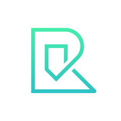 Letter R shield creative line logo design