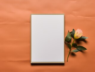 blank frame mockup with flower and botanical background