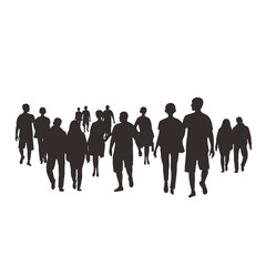 Crowd of people going to a meeting silhouette