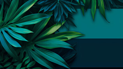 Lush Tropical Green Leaves Background with Vibrant Plant Life and Copy Space