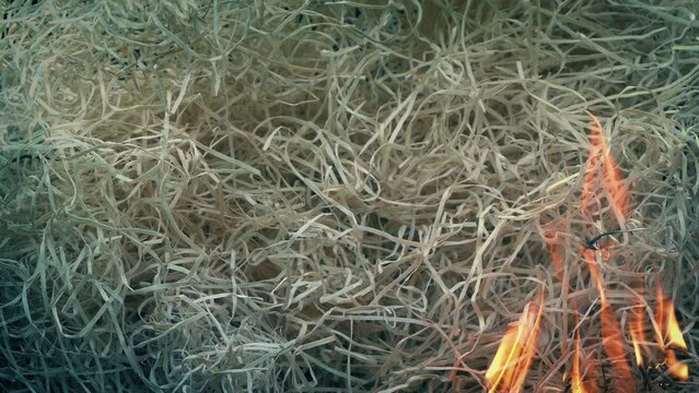 Fire Burns Up Hay Pile

