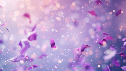 Bokeh-inspired confetti with a dreamy effect against a soft lavender background generative ai
