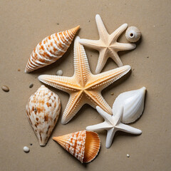 Fototapeta na wymiar shells and starfish
