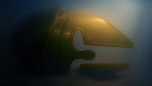Gold Helmet Underwater Ancient World Battle Remains