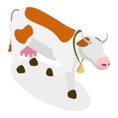 3D Isometric Flat Vector Set of Bulls And Cows, Farm Animals. Item 6