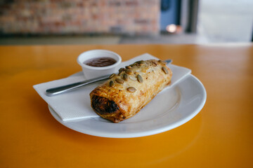 sausage roll on the plate