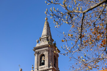 Bell tower of the Holy Trinity Church. Igreja da Trindade Church. Porto, Portugal.