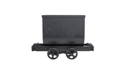 Metal miner trolley isolated on transparent and white background. Mine concept. 3D render