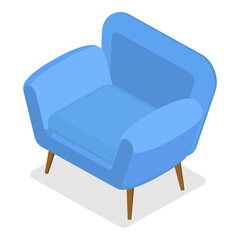 3D Isometric Flat Vector Set of Furniture, Armchairs, Sofas, Chairs. Item 9