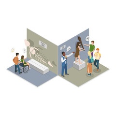 3D Isometric Flat Vector Illustration of Arts And Paleontology Museum, Gallery Exhibition. Item 2