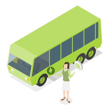 3D Isometric Flat Vector Illustration of Sustainable Transport, Eco Friendly Vehicle. Item 2