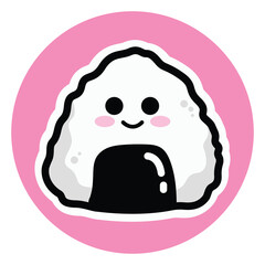 Cute onigiri, Japanese dish, food illustration, Japanese vector, traditional delicious food, vector illustrator