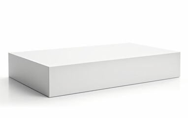 A horizontally positioned white empty rectangular box stretches from the top side to the far corner in a 3D illustration, isolated against a white background.