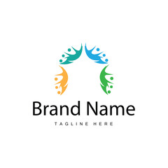 Obraz premium Teamwork logo vector template cooperation success care people simple symbol icon design